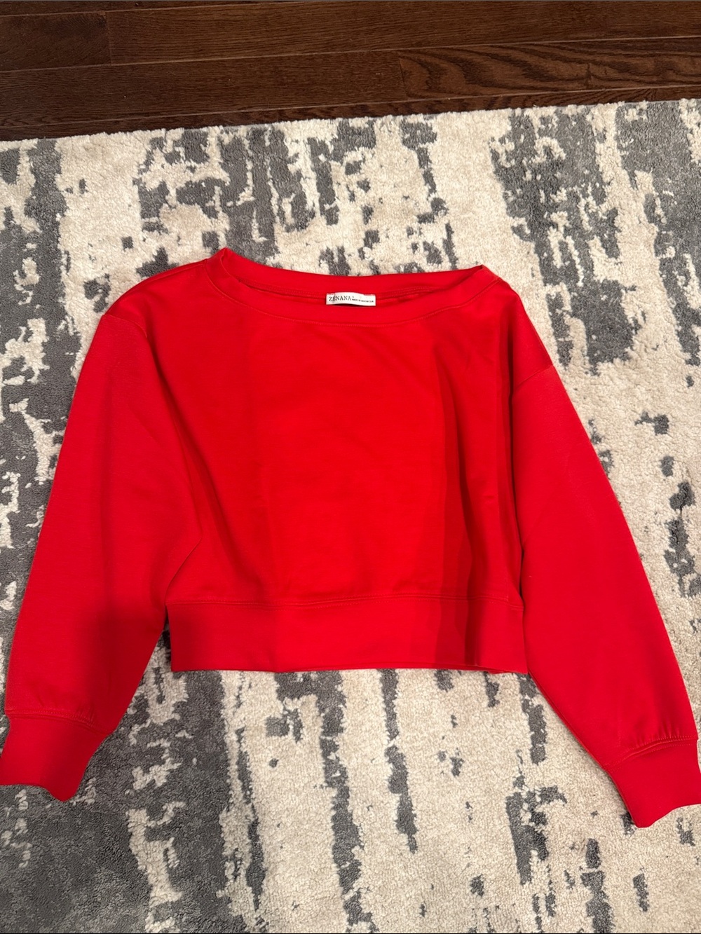 Zenana Red Cropped Light Off The Shoulder Sweatshirt - Size S - Brand New